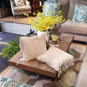 Alternative view of Set of 2 100% Cotton Macrame Geometry Bohemia Handmade Cotton Thread Pillow Covers  , 45x45cm