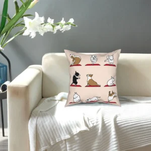 Alternative view of Funny Cute Bull Terrier Yoga Pattern Print Pillowcase Cushion Cove, 45x45cm