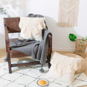 Alternative view of 2PCS Boho Style Macrame Square Pillow Covers with Tassels for Sofa Home Decor
