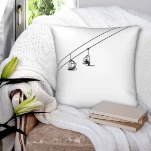 Alternative view of Ski Lift Black And White Polyester Pillowcase, 45cm