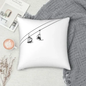 Ski Lift Black And White Polyester Pillowcase, 45cm