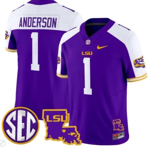 Aaron Anderson Jersey #1 LSU Tigers Louisiana Patch Vapor College Football Purple Alternate U9VRZGXV