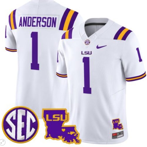 Aaron Anderson Jersey #1 LSU Tigers Louisiana Patch Vapor Limited College Football White R38I7GXV
