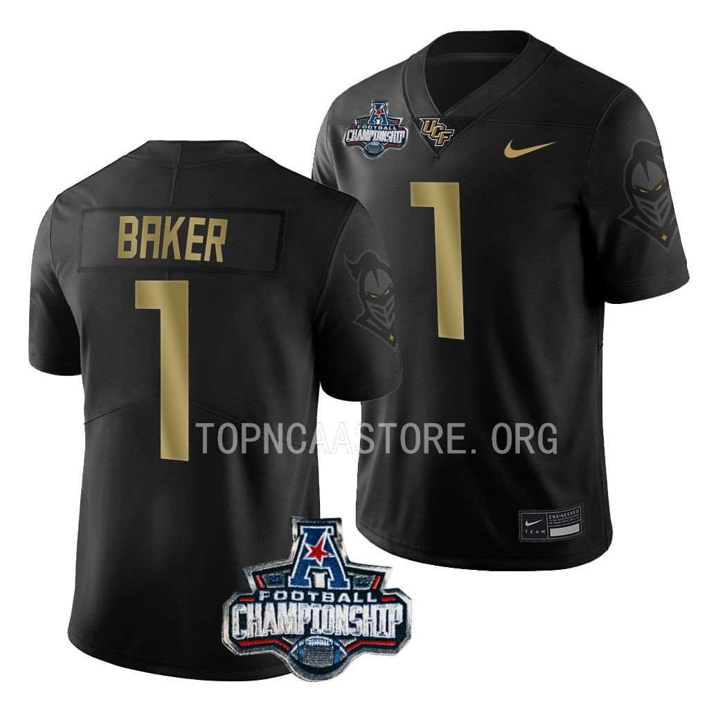 ACC Championship Javon Baker UCF Knights #1 Black Gold Jersey GLMYKGXV