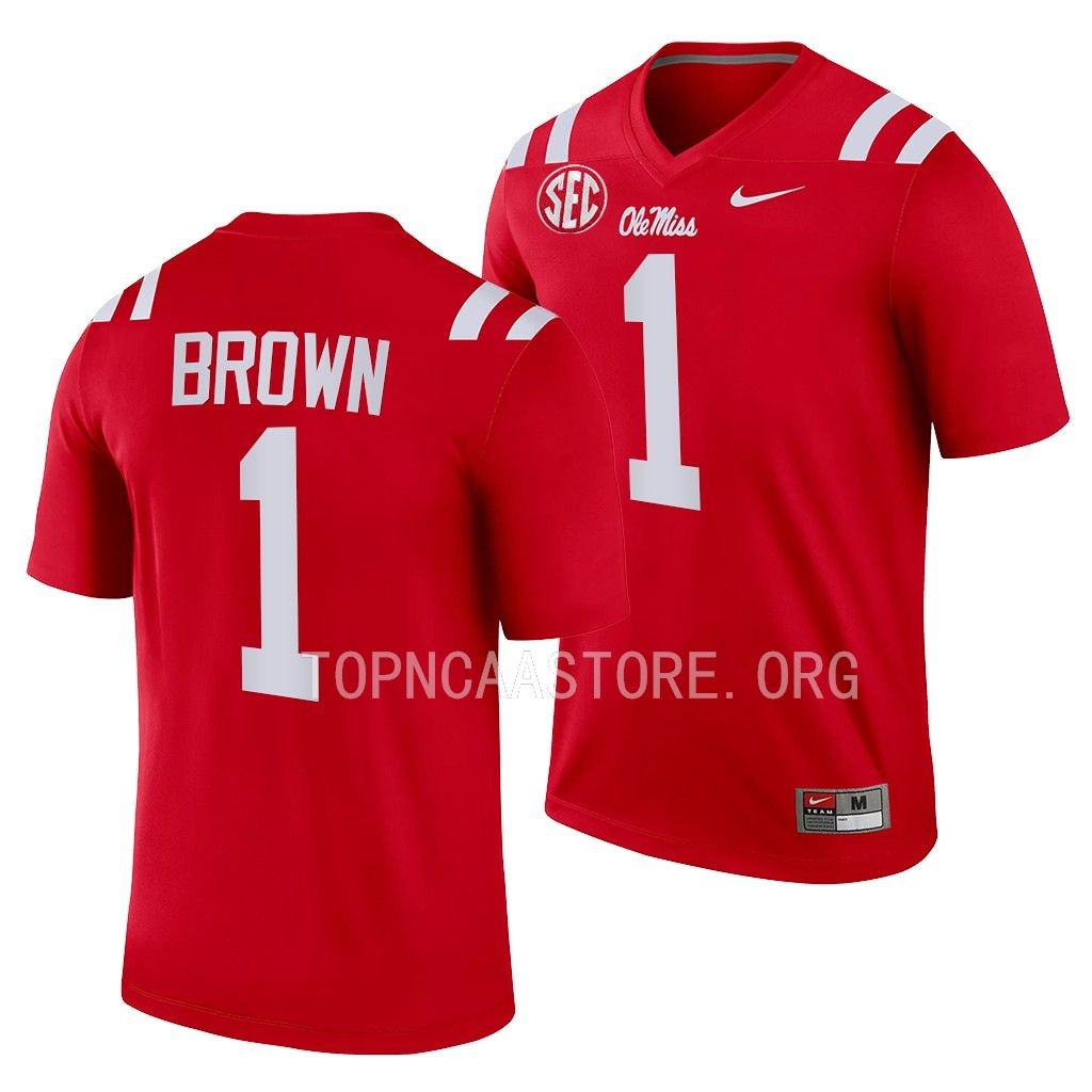 A.J. Brown Ole Miss Rebels Legend #1 Jersey Red Alumni Uniform UDB9XGXV