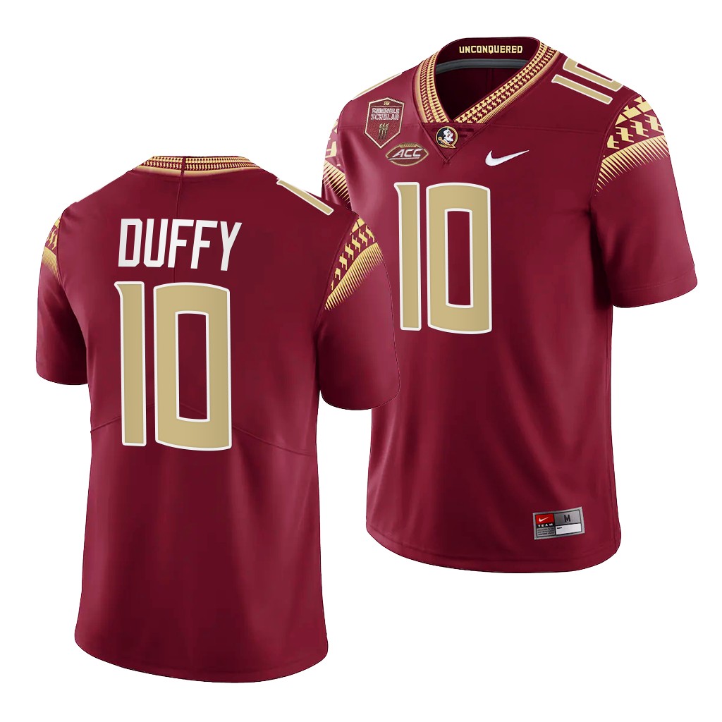 AJ Duffy Florida State Seminoles #10 Garnet Jersey Seminole Scholar patch Limited Uniform WLJ98GXV
