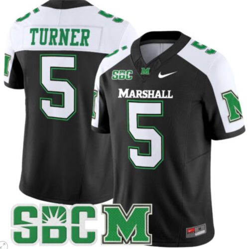 AJ Turner Jersey #5 Marshall Thundering Herd Vapor Limited Football Black Alternate RPP3UGXV