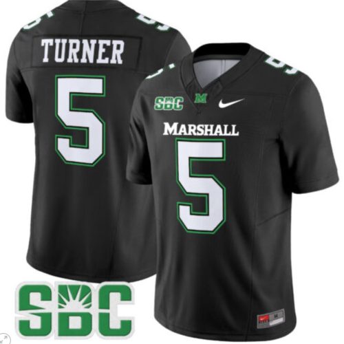 AJ Turner Jersey #5 Marshall Thundering Herd Vapor Limited Football Black NHDICGXV