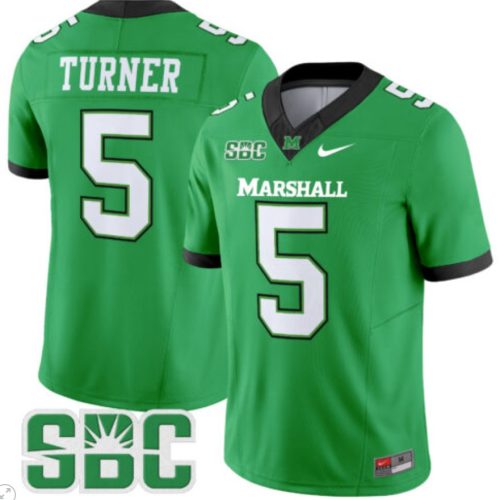 AJ Turner Jersey #5 Marshall Thundering Herd Vapor Limited Football Kelly Green VEHNLGXV