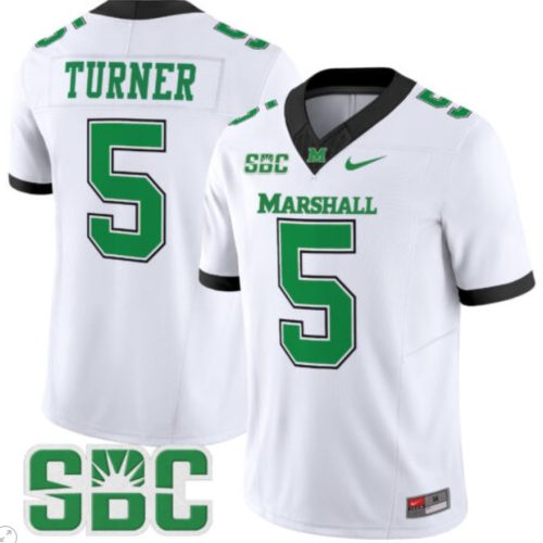 AJ Turner Jersey #5 Marshall Thundering Herd Vapor Limited Football White UGC8ZGXV