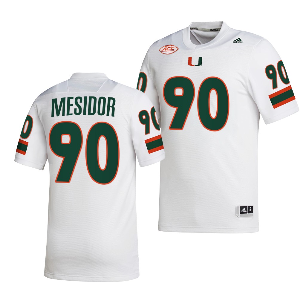 Akheem Mesidor Miami Hurricanes #90 White Jersey 2022-23 College NIL Uniform RPHSCGXV
