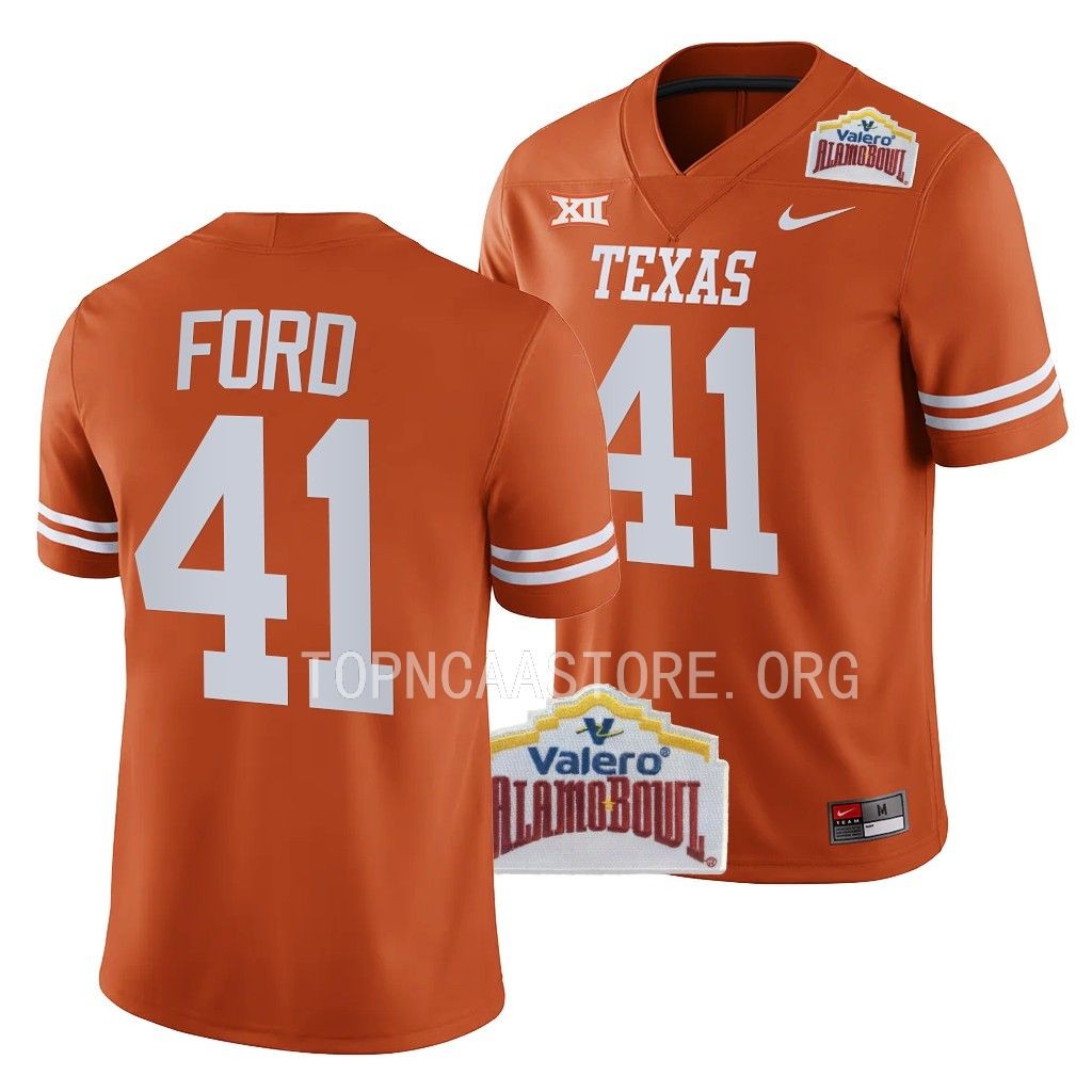 Alamo Bowl Jaylan Ford Texas Longhorns #41 Orange College Jersey VVIYIGXV