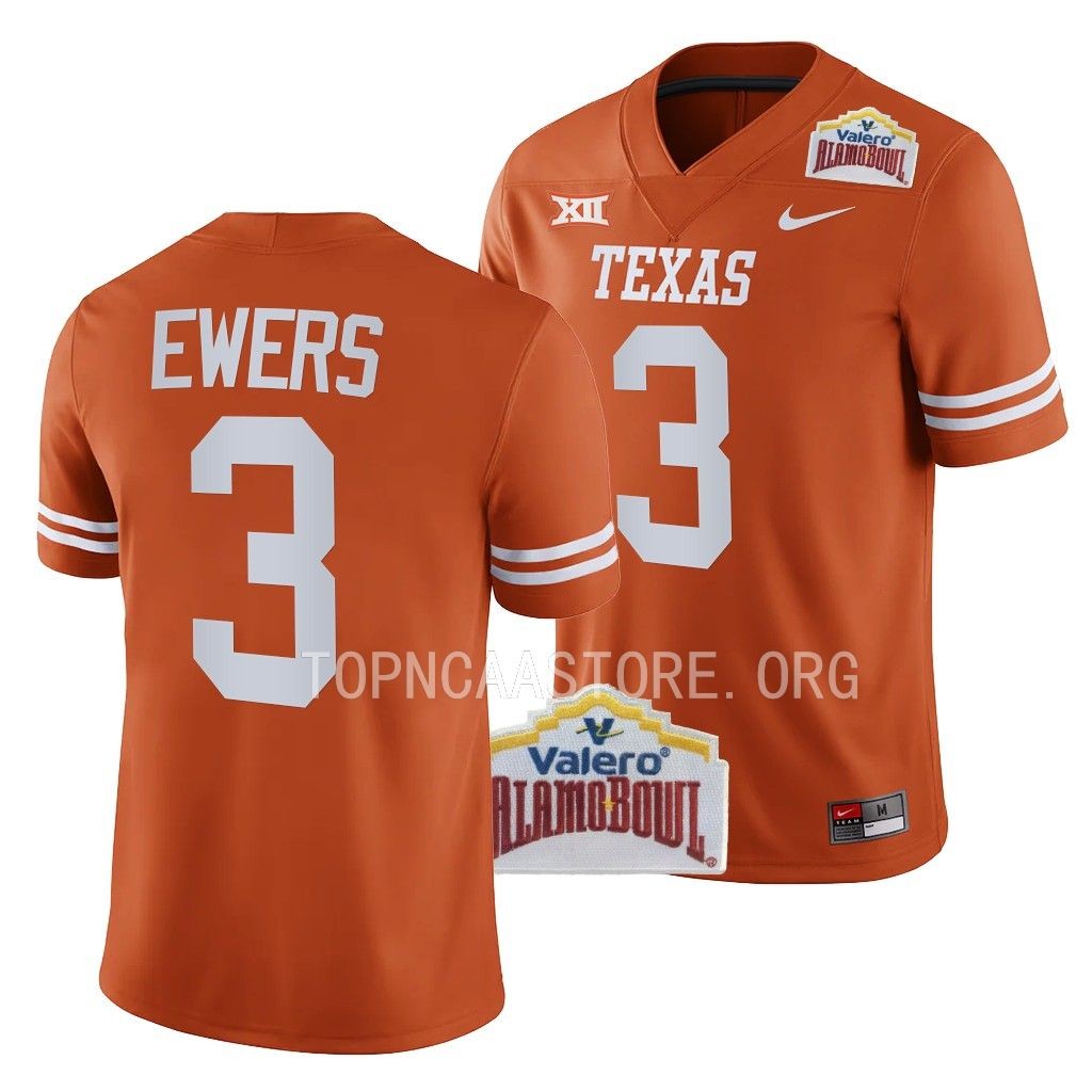 Alamo Bowl Quinn Ewers Texas Longhorns #3 Orange College Jersey LI1QNGXV