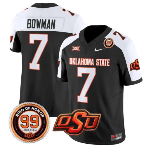 Alan Bowman Jersey #7 Oklahoma State Cowboys Leslie O'neal Patch Vapor Football Black Alternate AQHUJGXV
