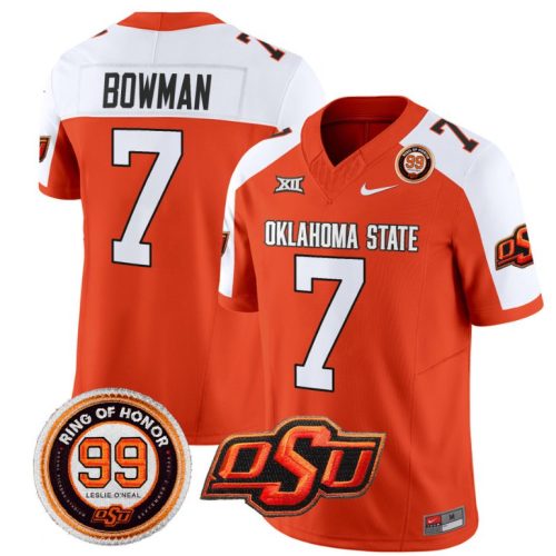 Alan Bowman Jersey #7 Oklahoma State Cowboys Leslie O'neal Patch Vapor Football Orange Alternate MPHE9GXV