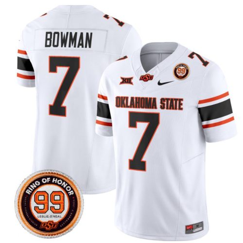Alan Bowman Jersey #7 Oklahoma State Cowboys Leslie O'neal Patch Vapor Football White Stitched TRAY7GXV