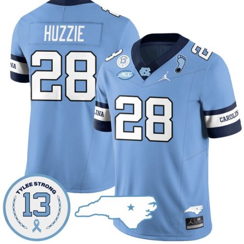 Alijah Huzzie Jersey #28 North Carolina Tar Heels Vapor College Football Stitched Alternte Blue QMJDWGXV