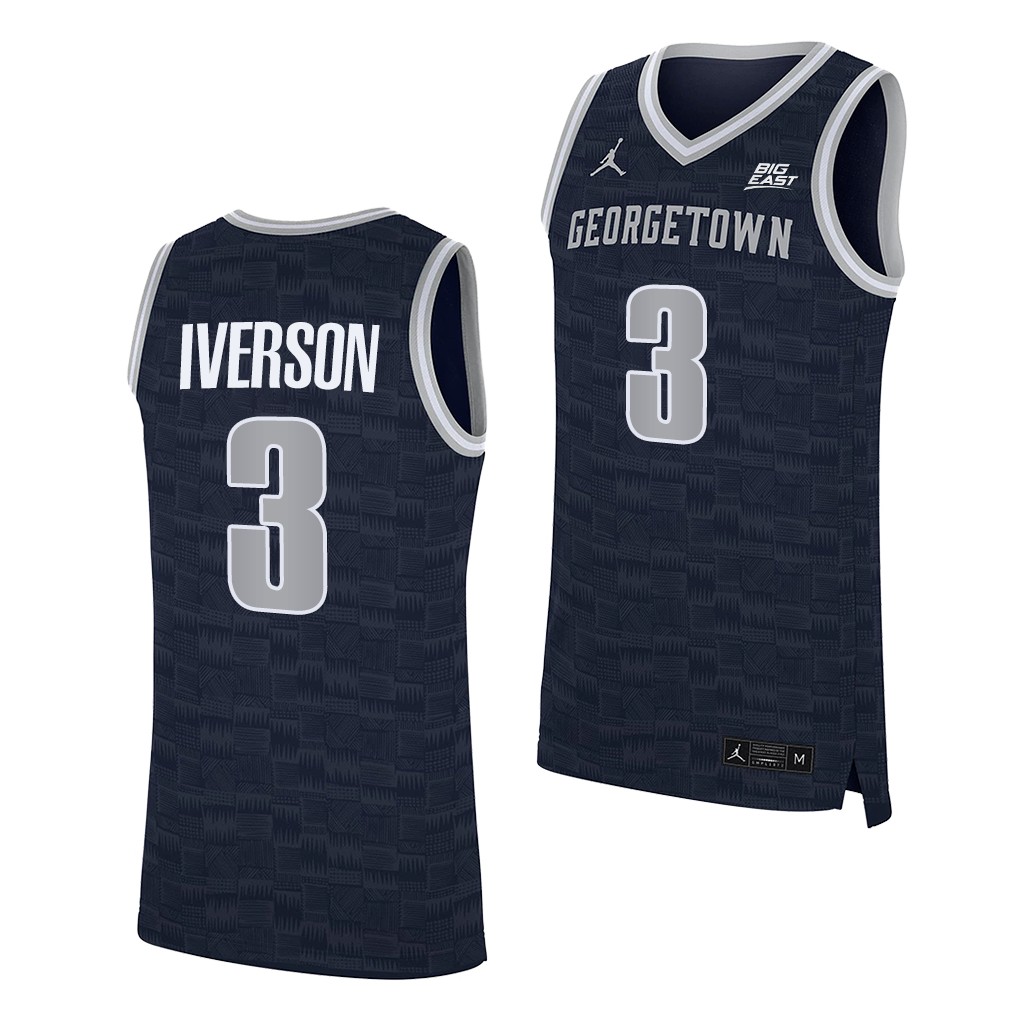Allen Iverson #3 Georgetown Hoyas College Alumni Navy Jersey RXU61GXV