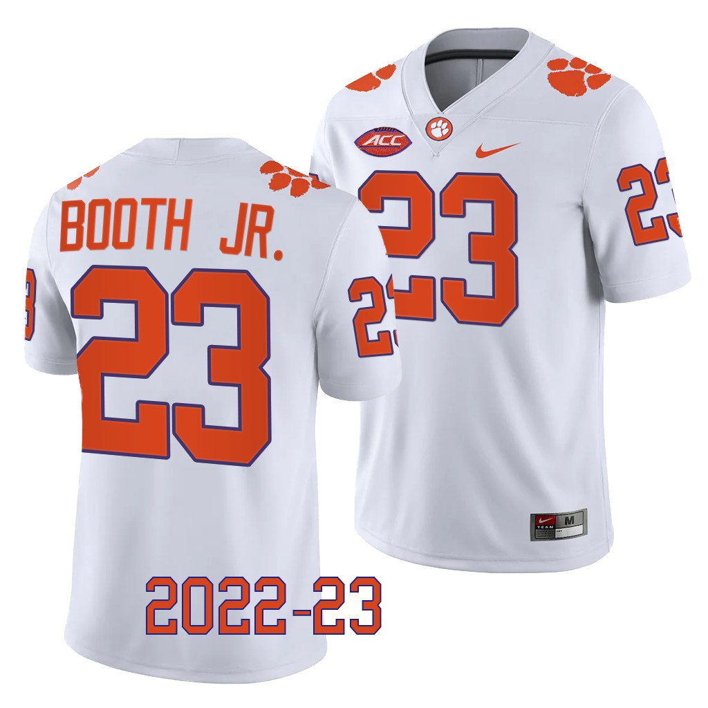 Andrew Booth Jr. Clemson Tigers #23 White Jersey 2022-23 College Game Uniform BUJGAGXV