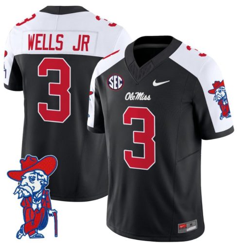 Antwane Wells Jr Jersey #3 Ole Miss Rebels Vapor Limited College Football Black Alternate FJ0LUGXV