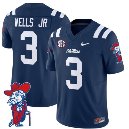 Antwane Wells Jr Jersey #3 Ole Miss Rebels Vapor Limited College Football Stitched Navy XGB0TGXV