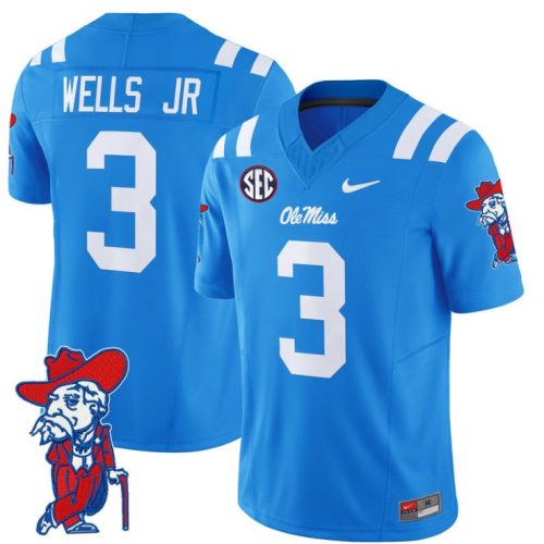 Antwane Wells Jr Jersey #3 Ole Miss Rebels Vapor Limited College Football Stitched Powder Blue WKLO2GXV
