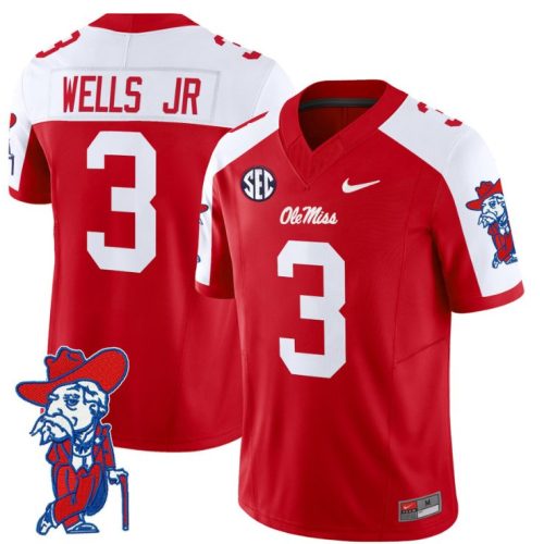 Antwane Wells Jr Jersey #3 Ole Miss Rebels Vapor Limited College Football Stitched Red Alternte TUWFSGXV