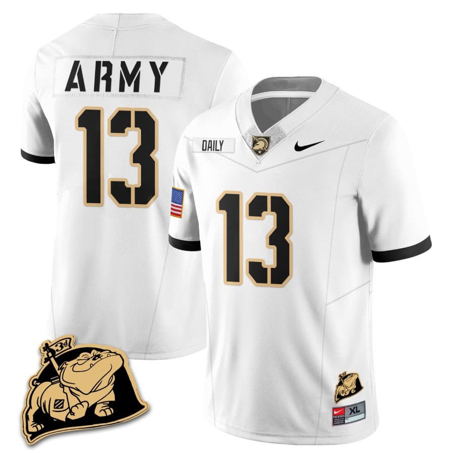 Army Black Knights Rocky The Bulldog Patch Jersey - All Stitched #2 CYUI5GXV