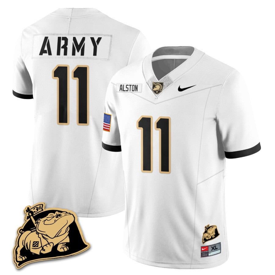 Army Black Knights Rocky The Bulldog Patch Jersey - All Stitched #4 2HTSYGXV