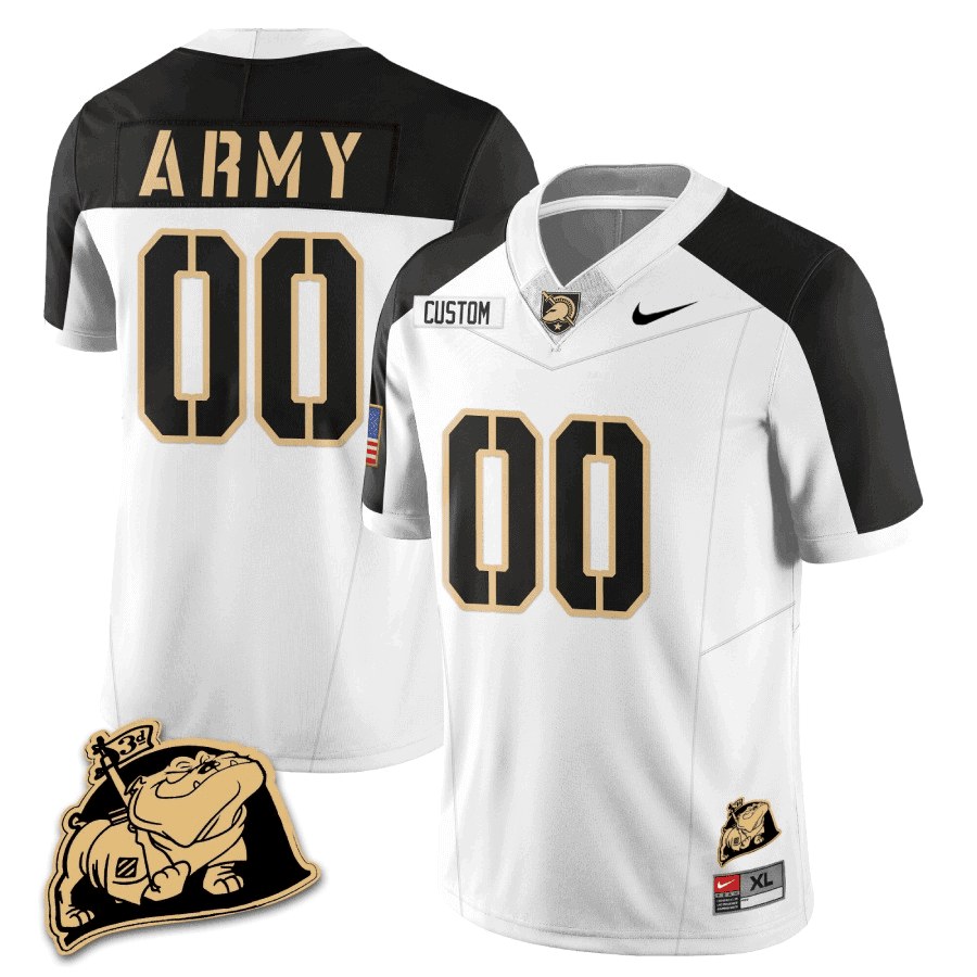 Army Black Knights Rocky The Bulldog Patch Vapor Custom Jersey - All Stitched #3 BLMQZGXV
