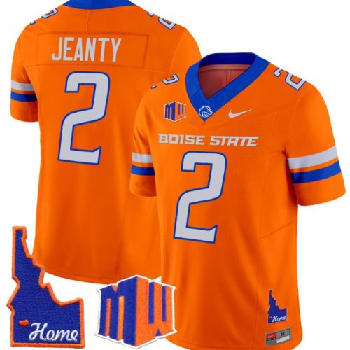 Ashton Jeanty Jersey #2 Boise State Broncos Home Patch Vapor Football Orange 7DSQTGXV