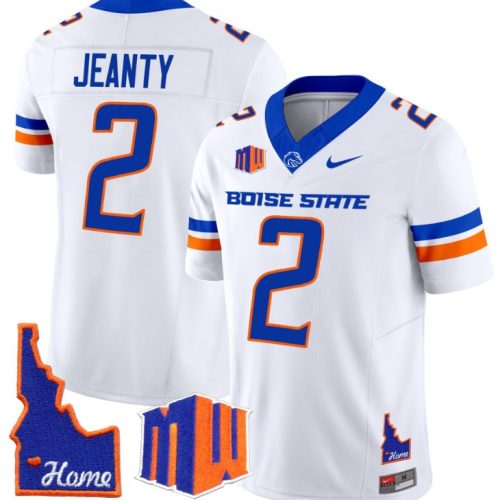 Ashton Jeanty Jersey #2 Boise State Broncos Home Patch Vapor Football White VXNP7GXV
