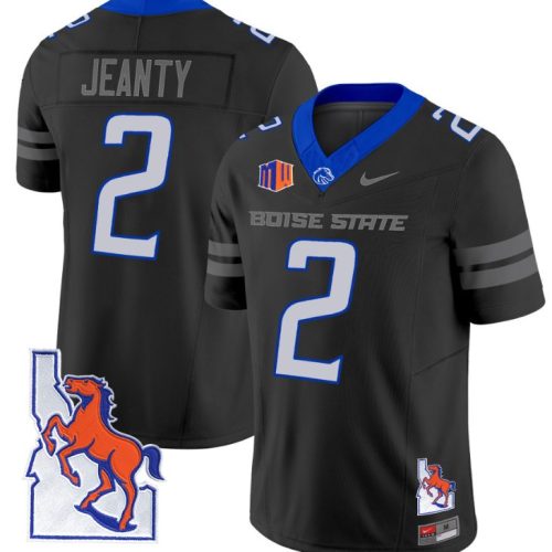Ashton Jeanty Jersey #2 Boise State Broncos Map Patch Vapor Football Black KOC9BGXV