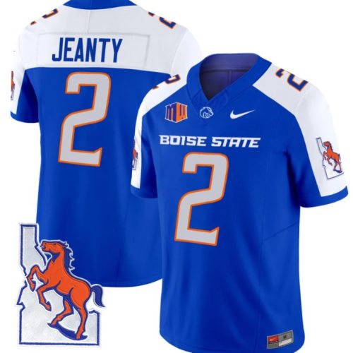 Ashton Jeanty Jersey #2 Boise State Broncos Map Patch Vapor Football Royal Alternate TZHYRGXV