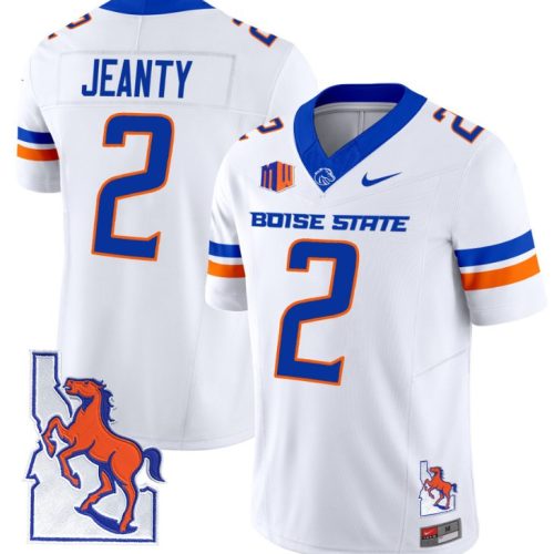 Ashton Jeanty Jersey #2 Boise State Broncos Map Patch Vapor Football White LUG7SGXV