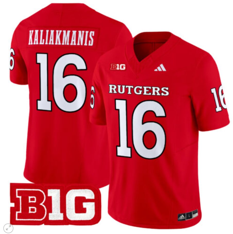 Athan Kaliakmanis Jersey #16 Rutgers Scarlet Knights Vapor Limited Football Red ANVEJGXV