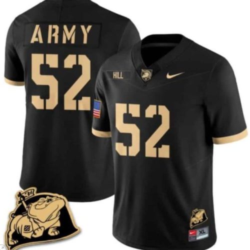 Austin Hill Jersey #52 Army Black Knights Jersey Rocky The Bulldog Patch Vapor Football Black EM7QQGXV