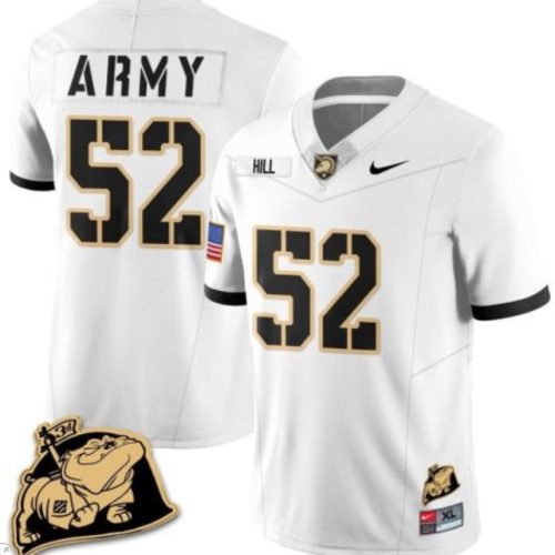 Austin Hill Jersey #52 Army Black Knights Jersey Rocky The Bulldog Patch Vapor Football White G1DCZGXV