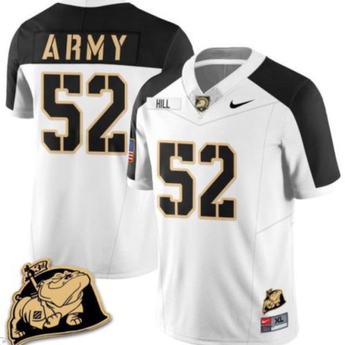 Austin Hill Jersey Army Black Knights Jersey Rocky The Bulldog Patch Vapor Football White Alternate E4SU2GXV