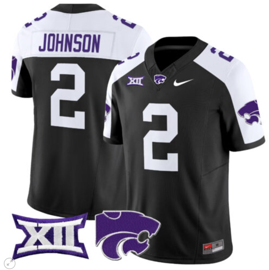 Avery Johnson Jersey #2 Kansas State Wildcats Vapor Limited Football Black Alternate 1TFUUGXV