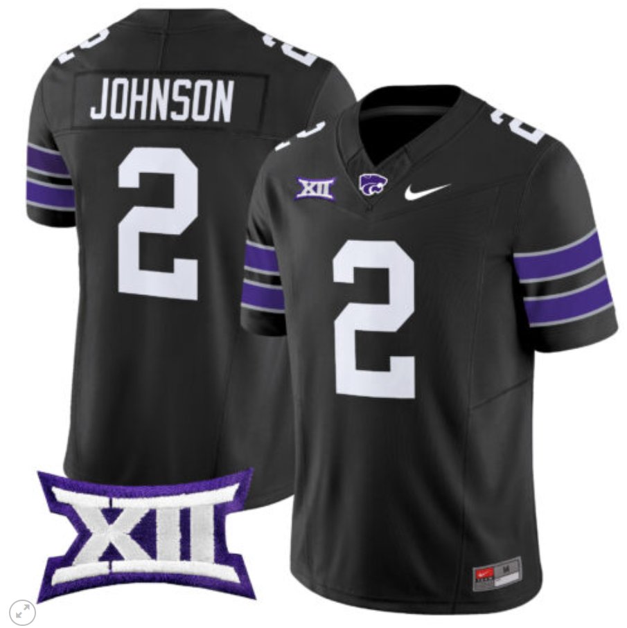 Avery Johnson Jersey #2 Kansas State Wildcats Vapor Limited Football Black WGVBJGXV