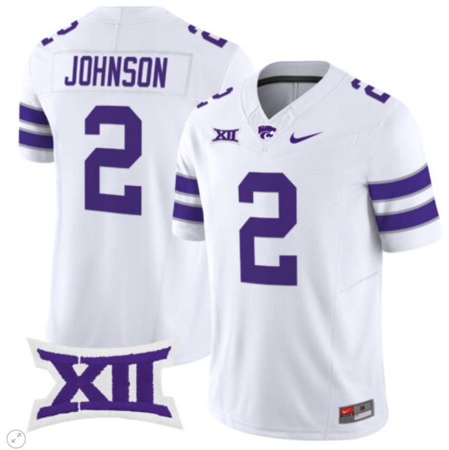 Avery Johnson Jersey #2 Kansas State Wildcats Vapor Limited Football White 0KMGZGXV