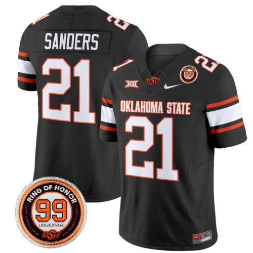 Barry Sanders Jersey #21 Oklahoma State Cowboys Leslie O'neal Patch Vapor Football Black Stitched SFDD1GXV