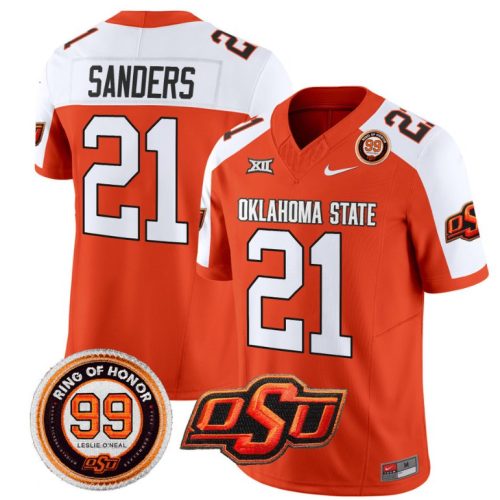 Barry Sanders Jersey #21 Oklahoma State Cowboys Leslie O'neal Patch Vapor Football Orange Alternate D7DFWGXV