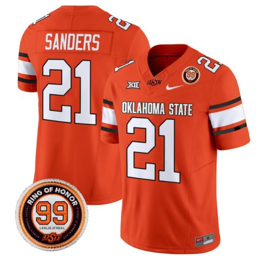 Barry Sanders Jersey #21 Oklahoma State Cowboys Leslie O'neal Patch Vapor Football Orange Stitched OWXUEGXV