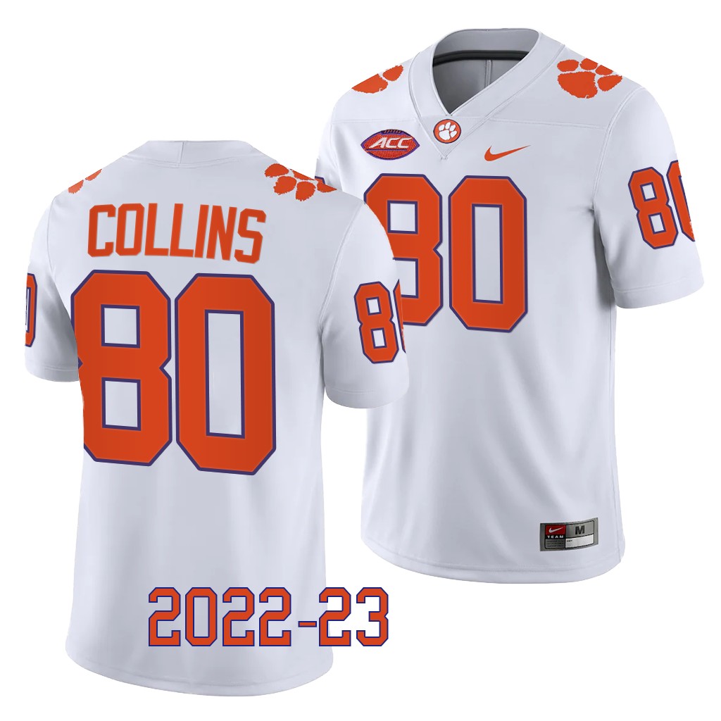 Beaux Collins Clemson Tigers #80 White Jersey 2022-23 College Game Uniform JJEZBGXV