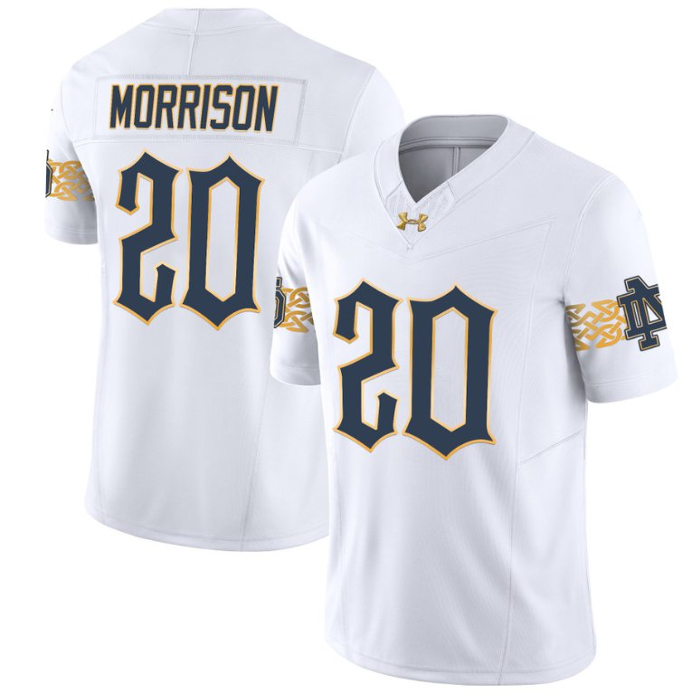 Benjamin Morrison Jersey #20 Notre Dame Fighting Irish Vapor Limited College Football White 8ARXQGXV