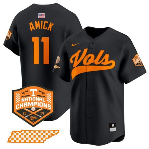 Billy Amick Jersey #11 Tennessee Volunteers Baseball Champions Vapor Premier Limited Black HM0PBGXV
