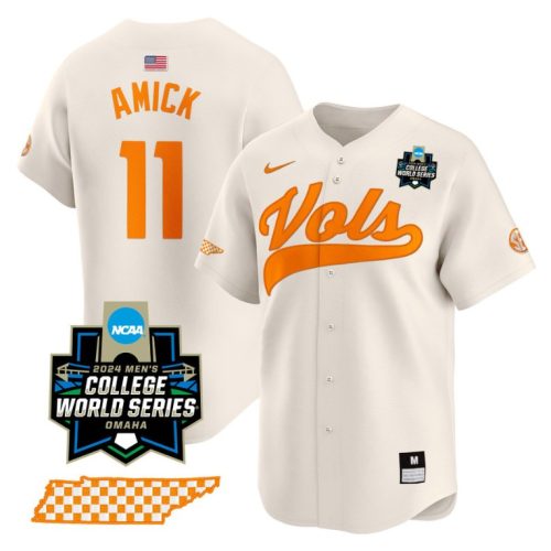 Billy Amick Jersey #11 Tennessee Volunteers College World Series College Baseball Stitched Cream UW6UDGXV