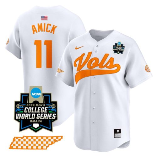 Billy Amick Jersey #11 Tennessee Volunteers College World Series College Baseball White Stitched ASRPFGXV
